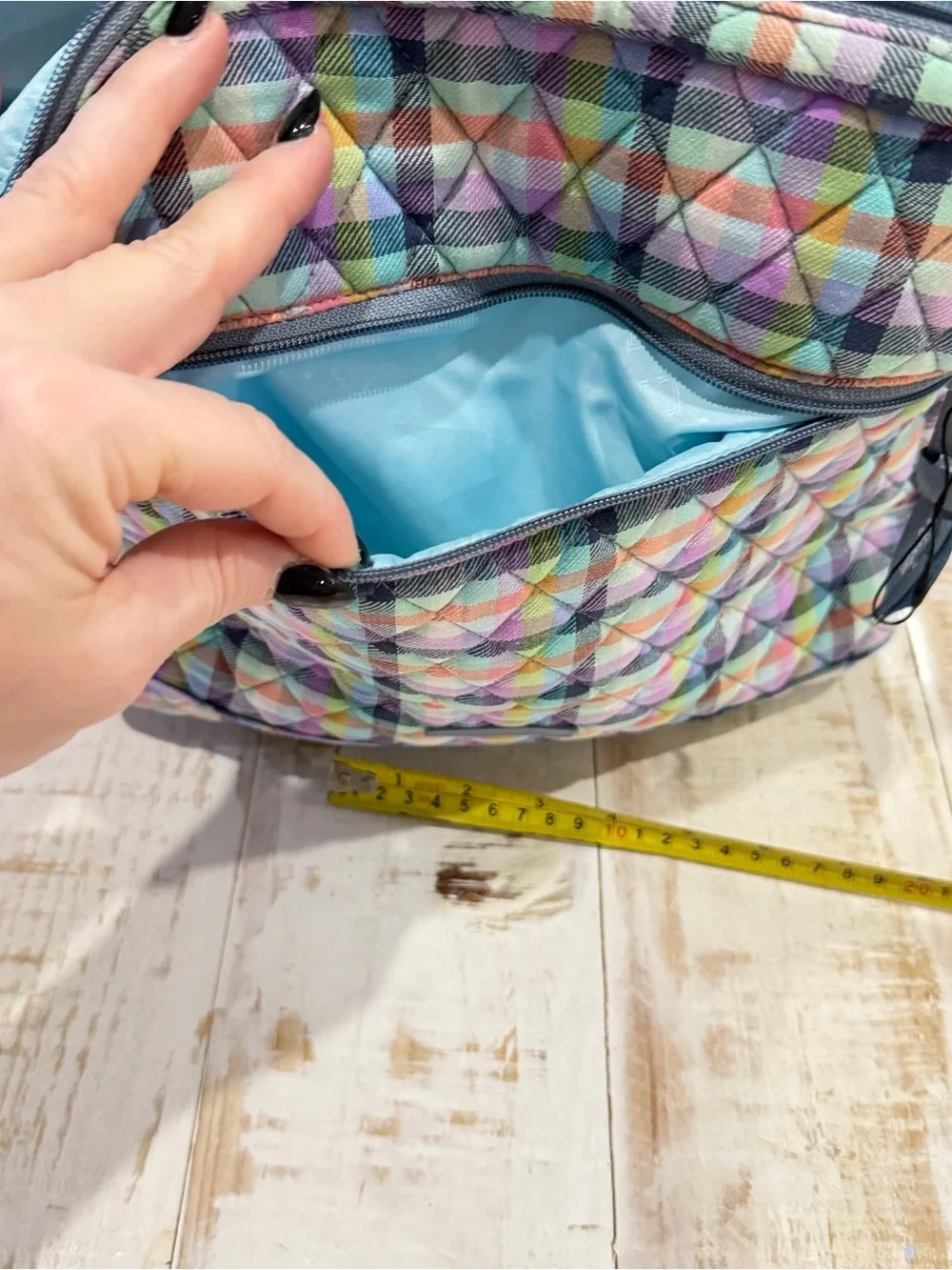 Vera Bradley Essential Large Backpack in Gingham Plaid Pastel Geometric Retired